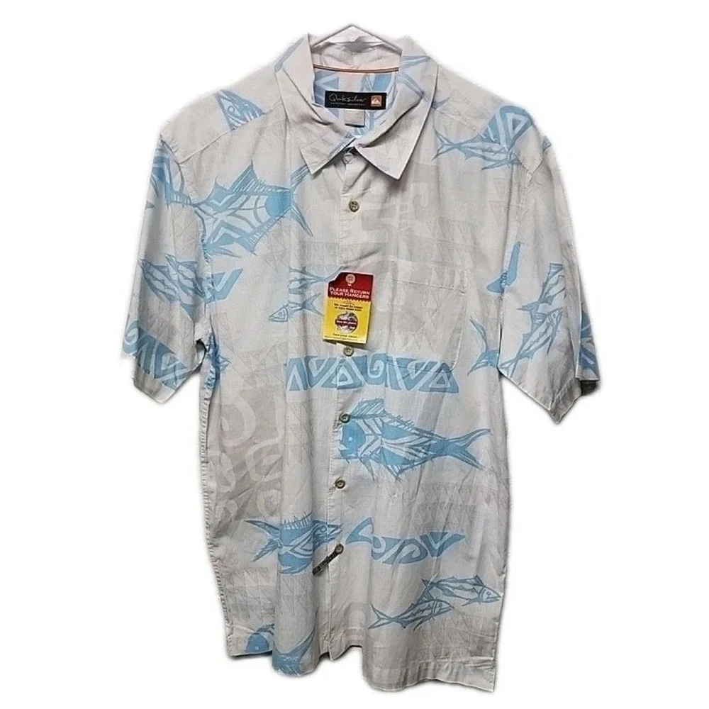 Quicksilver Waterman Collection Shirt Mens Xl Multicolor Fish Pattern Button Up - Picture 1 of 8